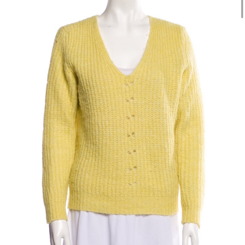 ANINE‎ BING Alpaca warm v neck sweater long sleeve yellow